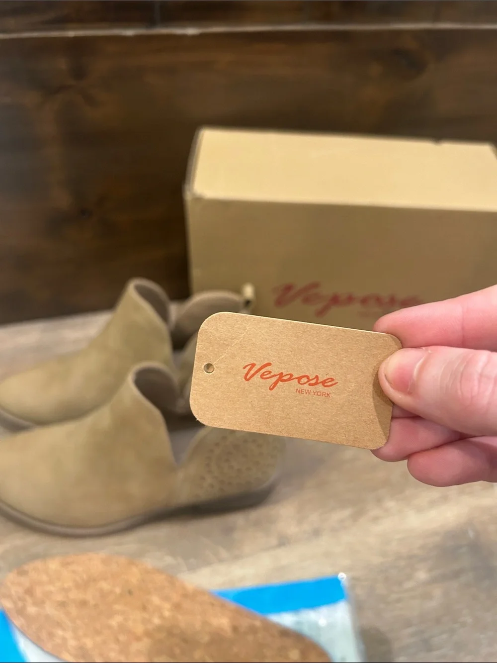 Vepose Taupe Cutout Suede Ankle Booties includes original box - Size 9